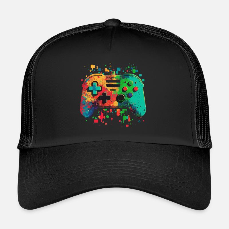 Bunte Konsole - Trucker Cap - Schwarz/Schwarz
