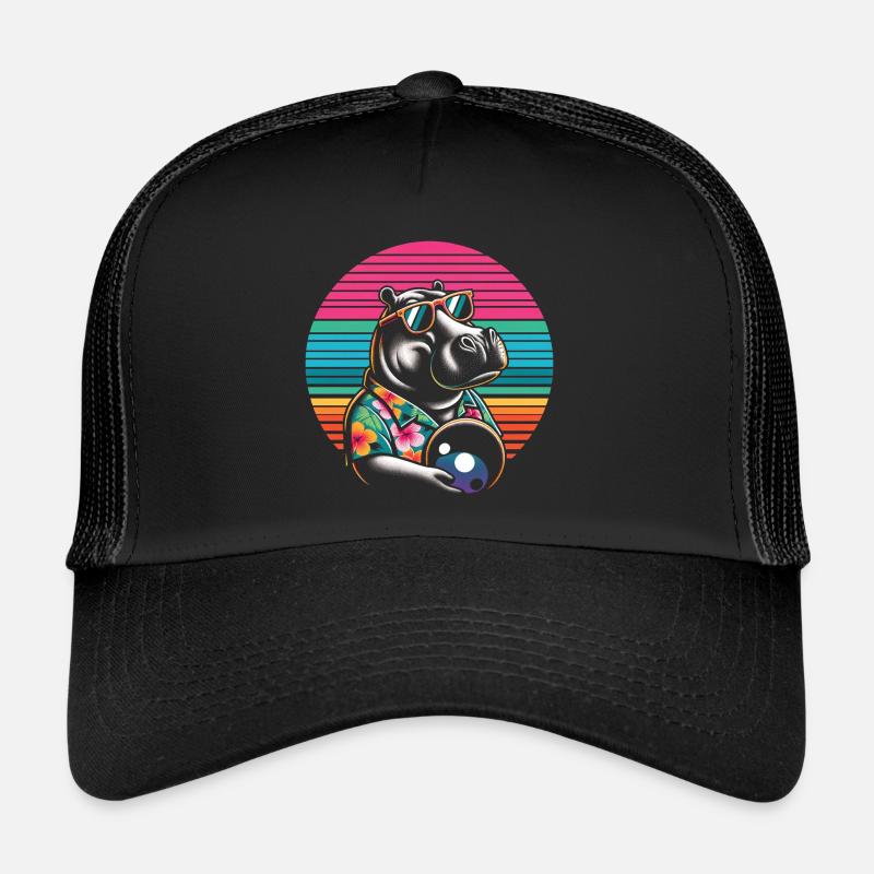 Nilpferd Bowling - Trucker Cap - Schwarz/Schwarz