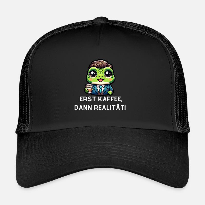 Frog with funny coffee saying Trucker Cap