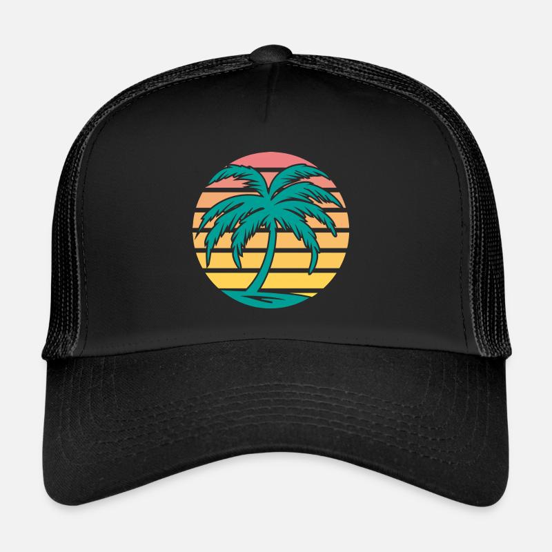 Retro Palm Tree Trucker Cap