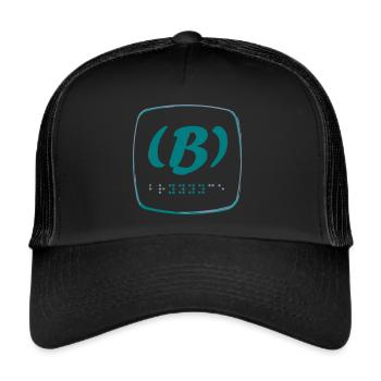 Braille en gris argenté vert émeraude (modifiable) - Casquette trucker  - noir/noir - Devant