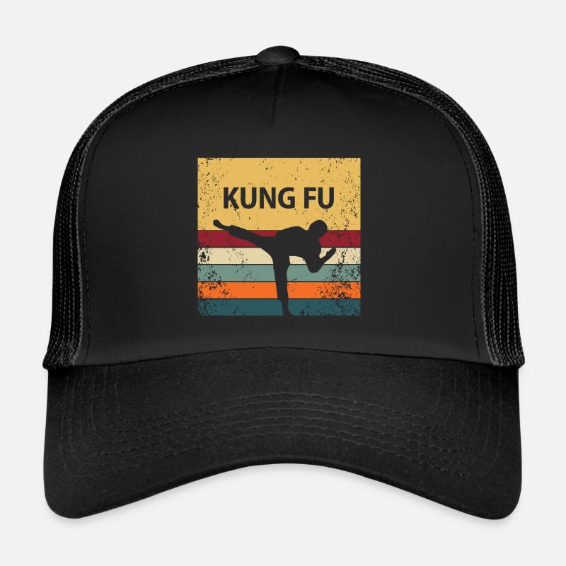 Retro Kung Fu - Trucker Cap - Schwarz/Schwarz
