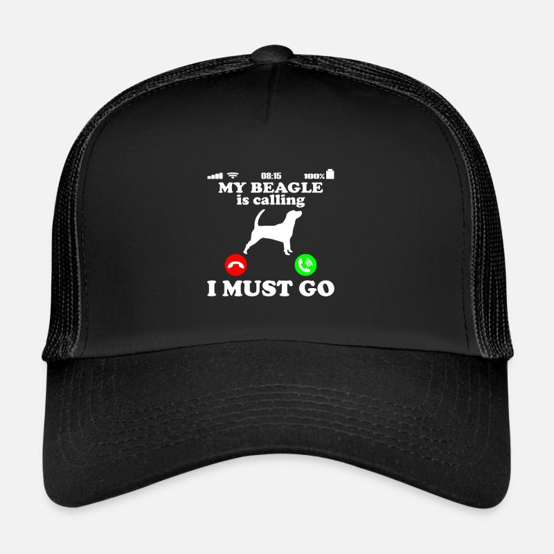 Beagle Mein Hund Ruft an Geschenk Idee mit Spruch - Trucker Cap - Schwarz/Schwarz