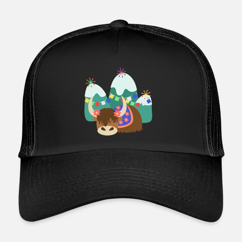 Sleeping Tibetan Yak - Trucker Cap - black/black