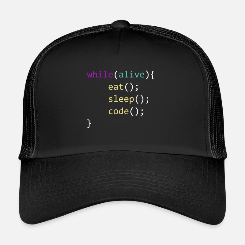 Eat Sleep Code Repeat - Trucker Cap - Schwarz/Schwarz