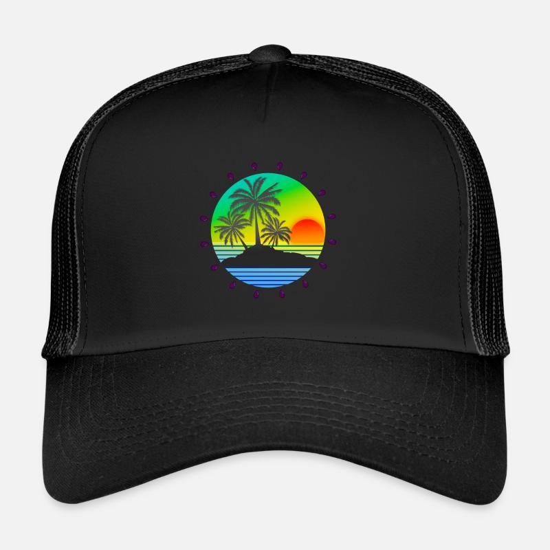 Belle image de l’île avec des rayons de soleil. Motif de vacances Casquette trucker 