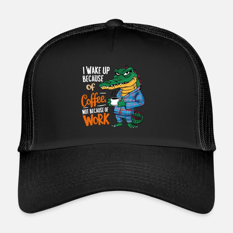 Morning Coffee Morning Grouch Crocodile avec tasse à café Casquette trucker 