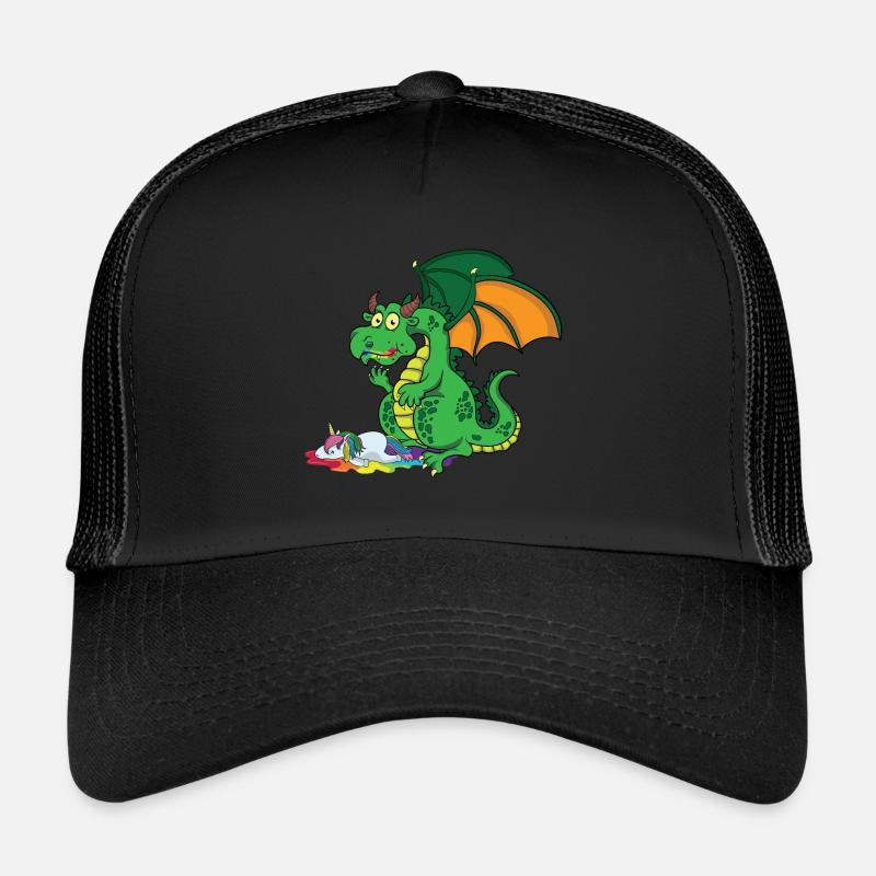 Funny dragon eats unicorn Trucker Cap