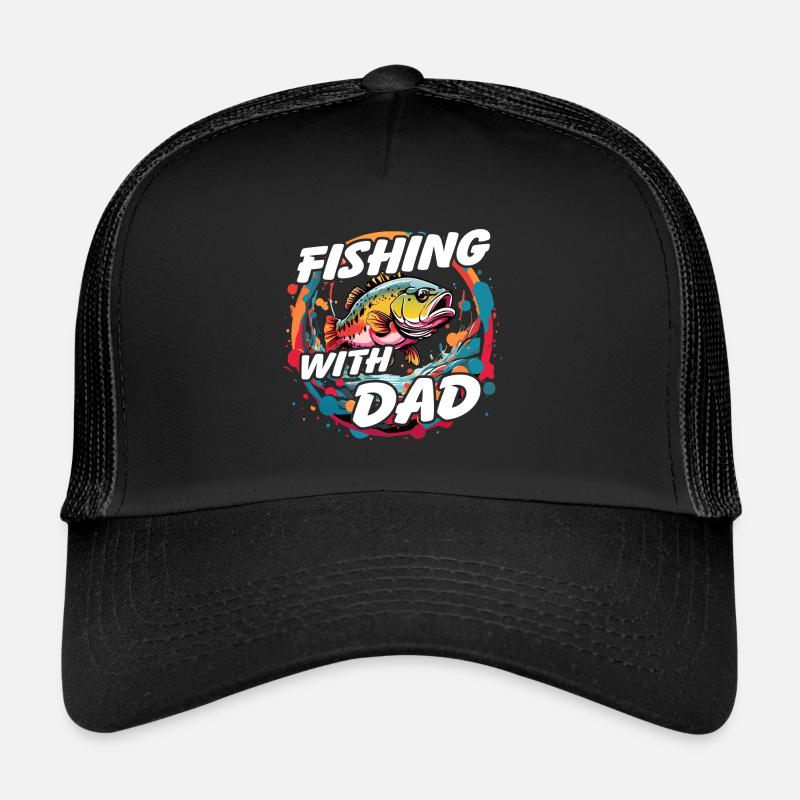 Pêche avec papa avec un design de poisson coloré Casquette trucker 