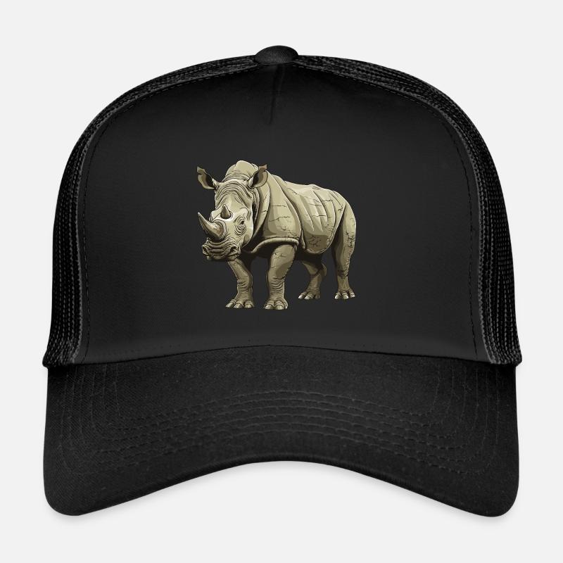 Nashorn Tier - Trucker Cap - Schwarz/Schwarz