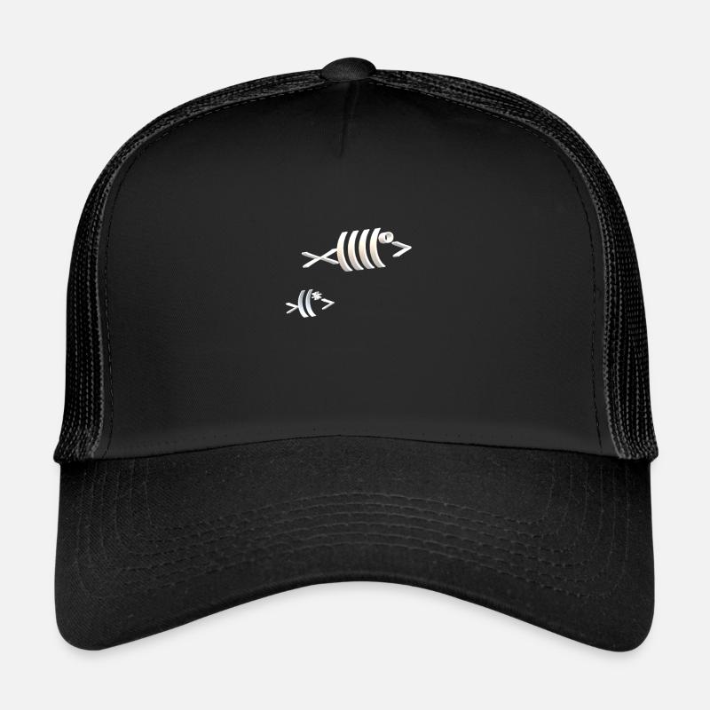 Ascii Fische Mutter und Kind - Trucker Cap - Schwarz/Schwarz