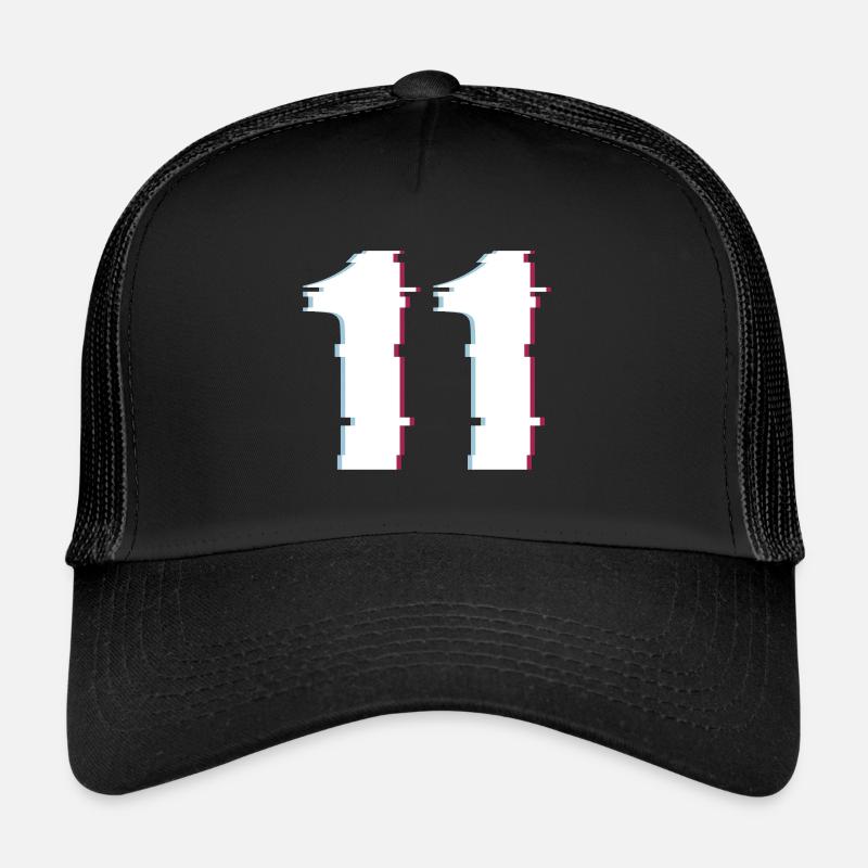 11 Eleven Eleven Number Effect Distorted Number Trucker Cap