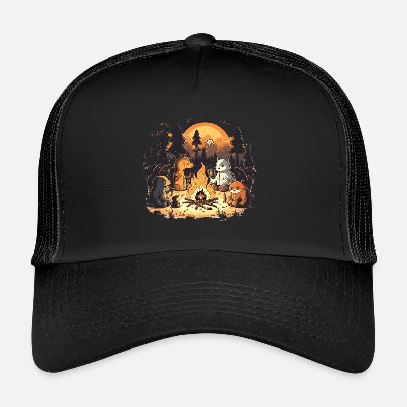 Animals around the campfire - Trucker Cap - black/black