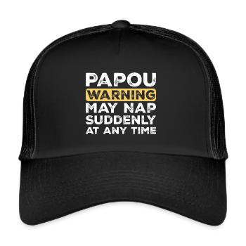 Funny Papou Grandpa On Father's Day Gift - Casquette trucker  - noir/noir - Devant