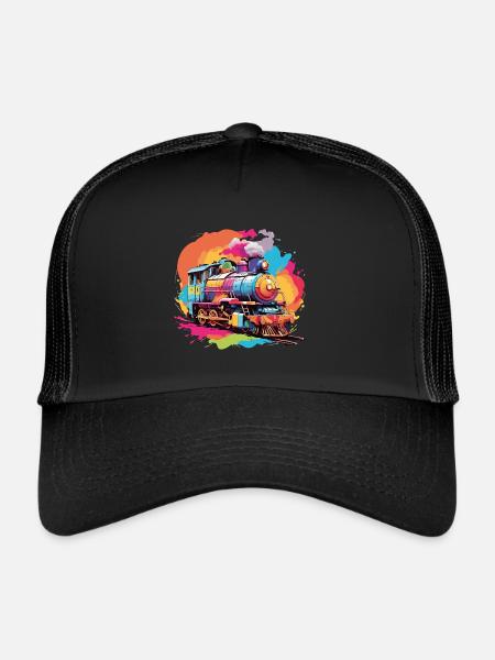 Petite locomotive jouet Locomotive colorée - Casquette trucker  - noir/noir - Devant