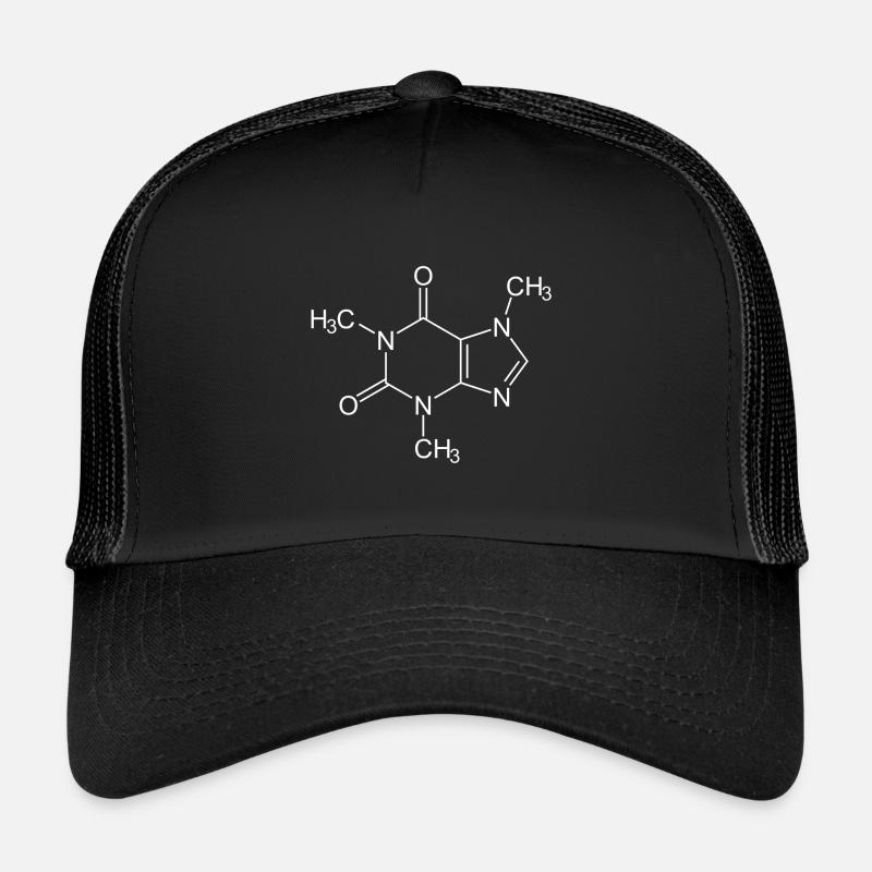 Koffein Molekül Strukturformel - Trucker Cap - Schwarz/Schwarz
