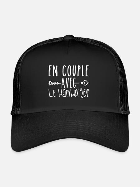 En Couple avec Hamburger, cadeau Fans de Hamburger - Casquette trucker  - noir/noir - Devant