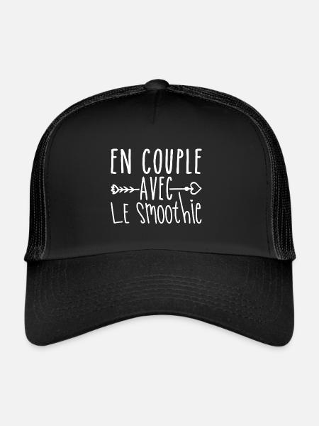 En Couple avec Smoothie, cadeau Fans de Smoothie - Casquette trucker  - noir/noir - Devant