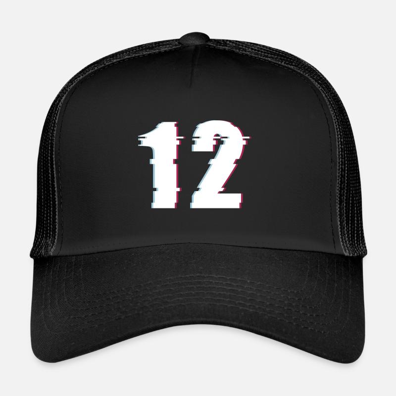 12 Twelve Twelve Number Effect Distorted Number Trucker Cap