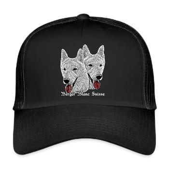 Berger Blanc Suisse, German Shepherd, Dog, Dogs, - Trucker Cap - black/black - Front