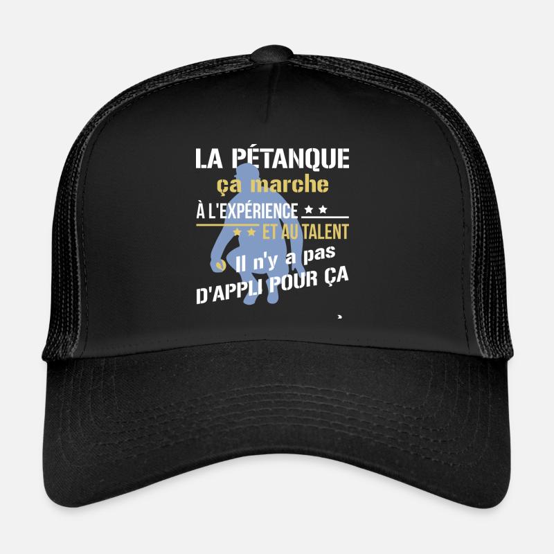 Pétanque - keine App dafür - Trucker Cap - Schwarz/Schwarz