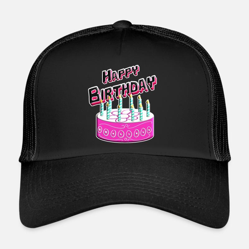 Joyeux anniversaire gâteau rose Casquette trucker 