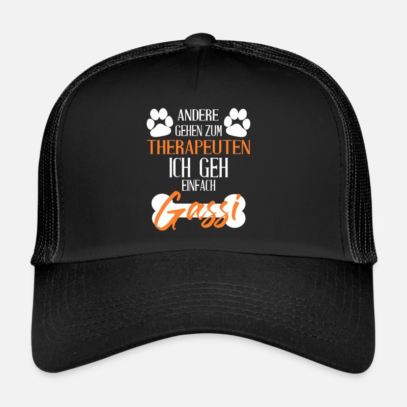 Hunde GeschenkideeT Shirt "Therapeut" - Trucker Cap - Schwarz/Schwarz