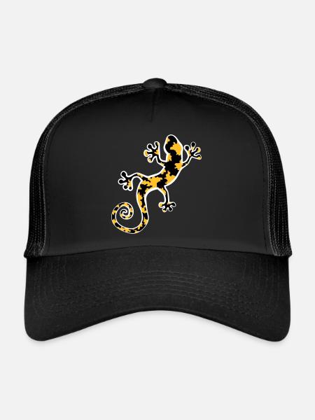 Yellow and black spotted leopard gecko - Trucker Cap - black/black - Front