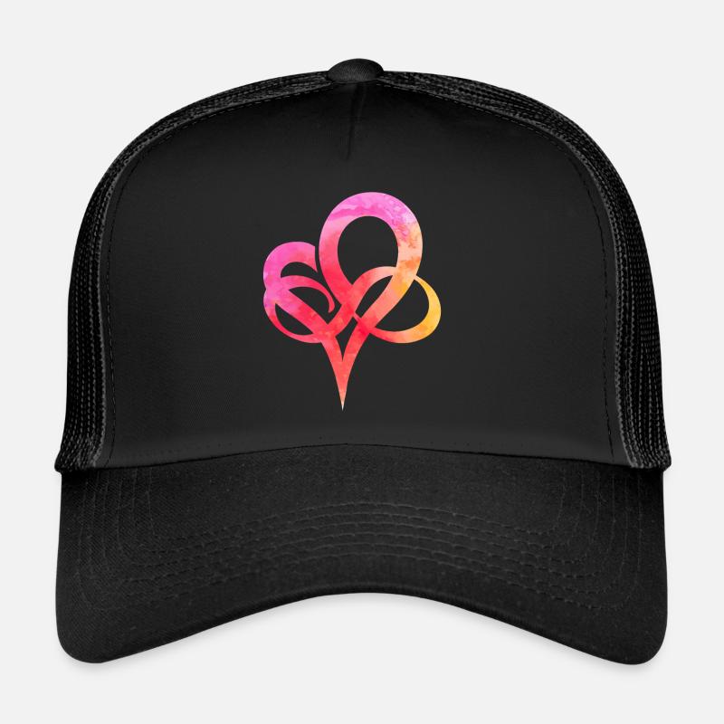 Wasserfarbe Herz - Trucker Cap - Schwarz/Schwarz