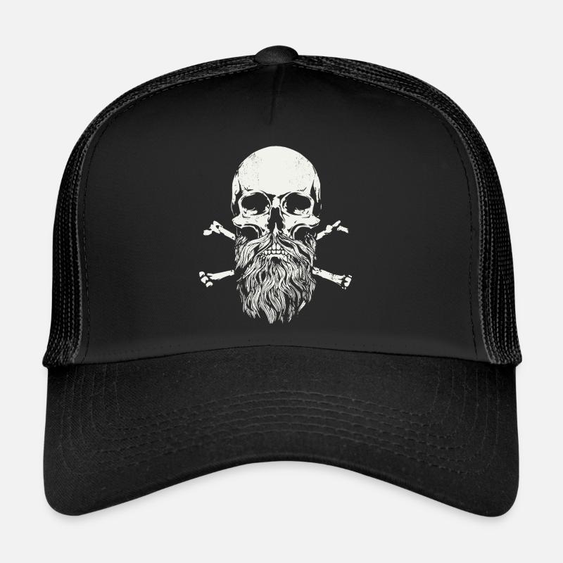 Bearded skull - skull - Trucker Cap - black/black