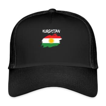 Kurdistan kurdisch Fahne Flagge - Trucker Cap - Schwarz/Schwarz - Vorne