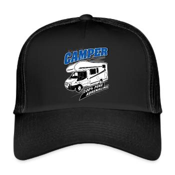 Wohnmobil - Caravan - Camping - Camper - Trucker Cap - Schwarz/Schwarz - Vorne