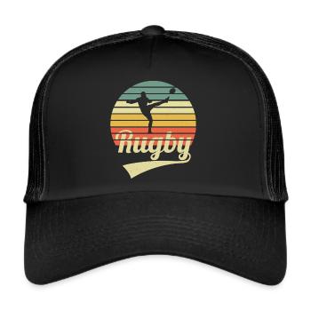 Rugby Vintage Rugger Wear Rugby Player Rugby Match - Casquette trucker  - noir/noir - Devant