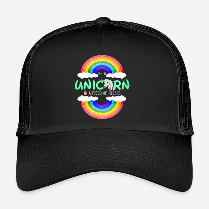 Sei ein Regenbogen Einhorn | einhornshirt - Trucker Cap - Schwarz/Schwarz