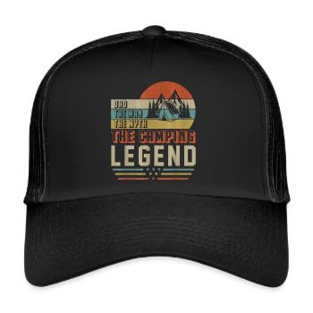 Camping Dad Zelten Campingurlaub - Trucker Cap - Schwarz/Schwarz - Vorne