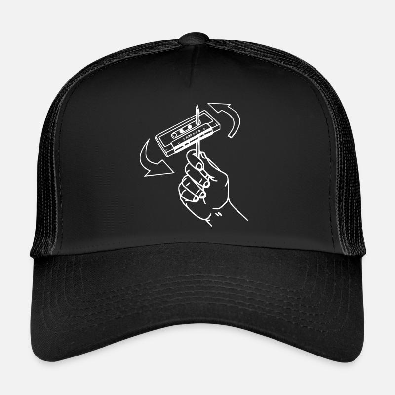 80s Audiocasette Retro - Trucker Cap - Schwarz/Schwarz