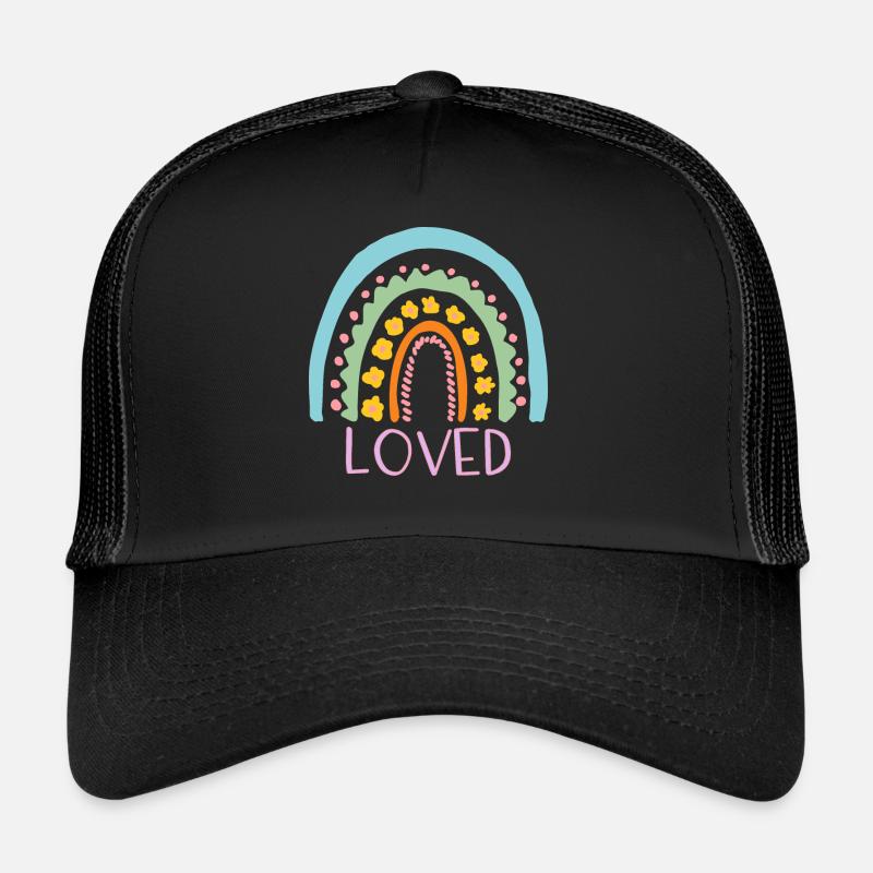 Loved - Regenbogen - Trucker Cap - Schwarz/Schwarz
