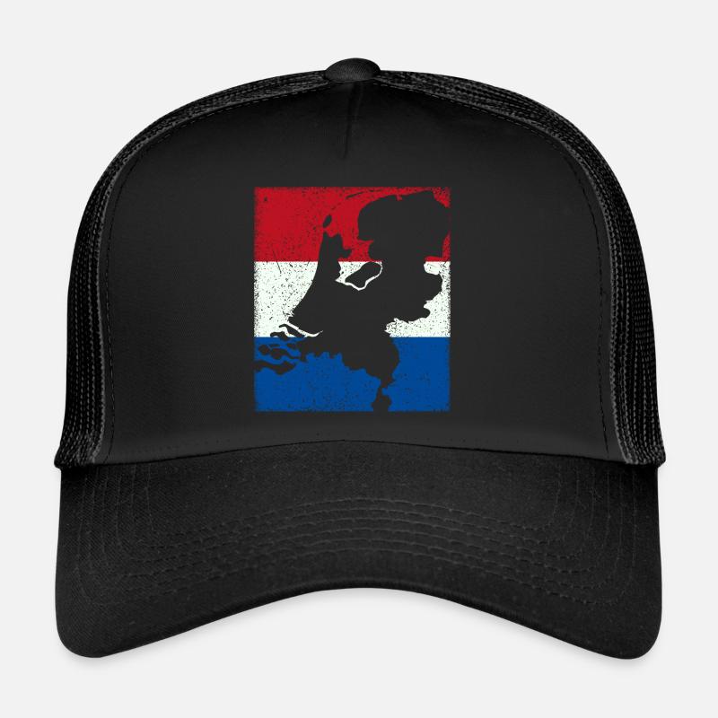 Pays-Bas drapeau avec carte / contour Casquette trucker 