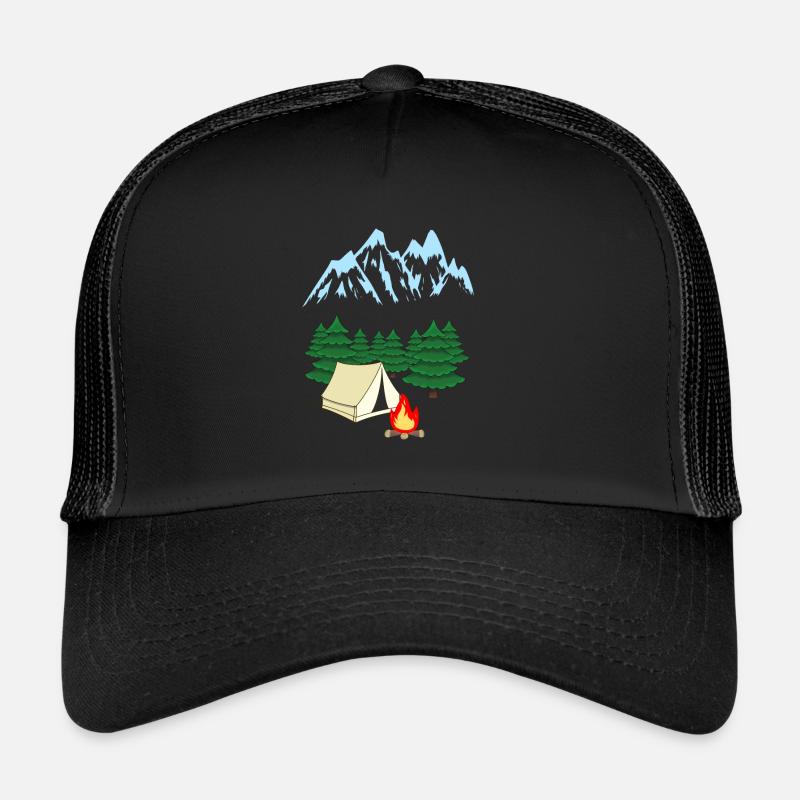 Gebirge Bergsteiger Expedition Abenteuer Camping - Trucker Cap - Schwarz/Schwarz