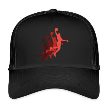 Basketball Spieler Dunking Basketballer Silhouette - Trucker Cap - Schwarz/Schwarz - Vorne