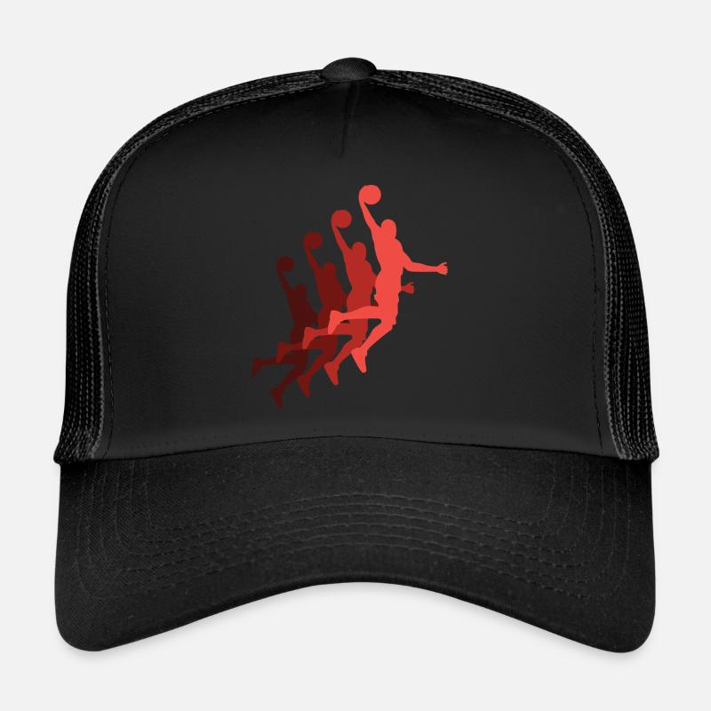 Basketball Spieler Dunking Basketballer Silhouette - Trucker Cap - Schwarz/Schwarz