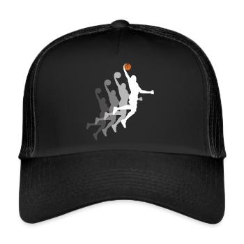 Basketball Spieler Dunking Basketballer Sequenz - Trucker Cap - Schwarz/Schwarz - Vorne