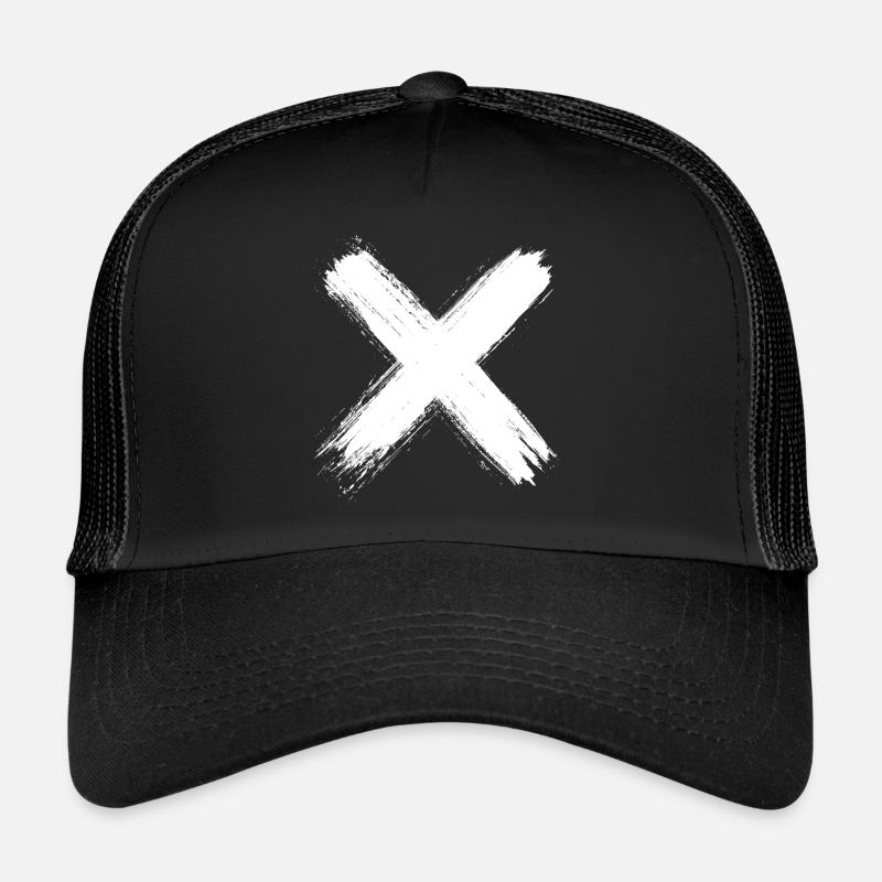 | THE-X Signe – BLANC - Casquette trucker - noir/noir