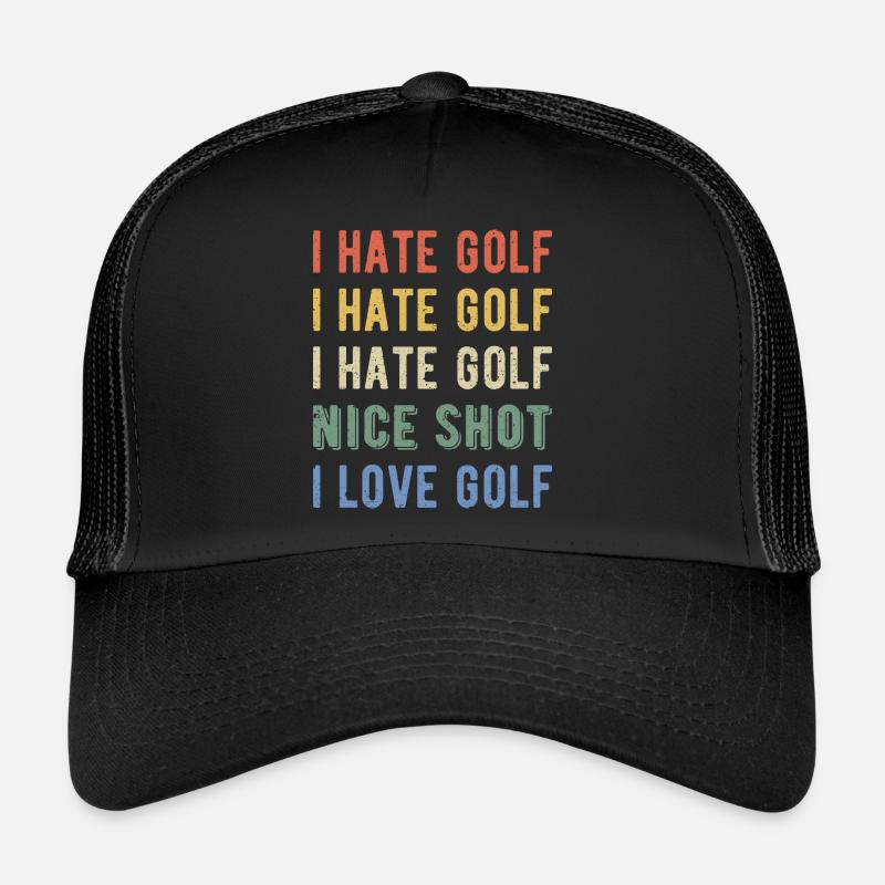 Drôle de golfeur - I Hate Golf I - Casquette trucker  - noir/noir