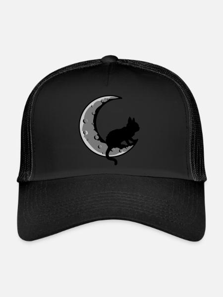 Sickle Moon Black Cat - Trucker Cap - black/black - Front