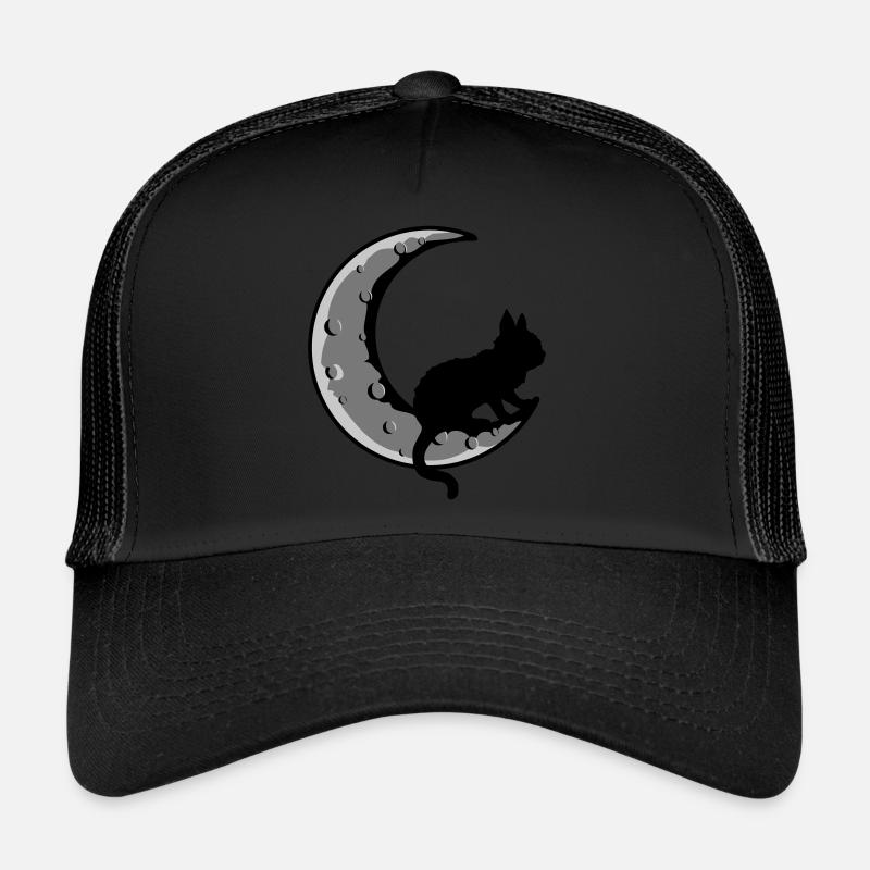 Sickle Moon Black Cat Trucker Cap