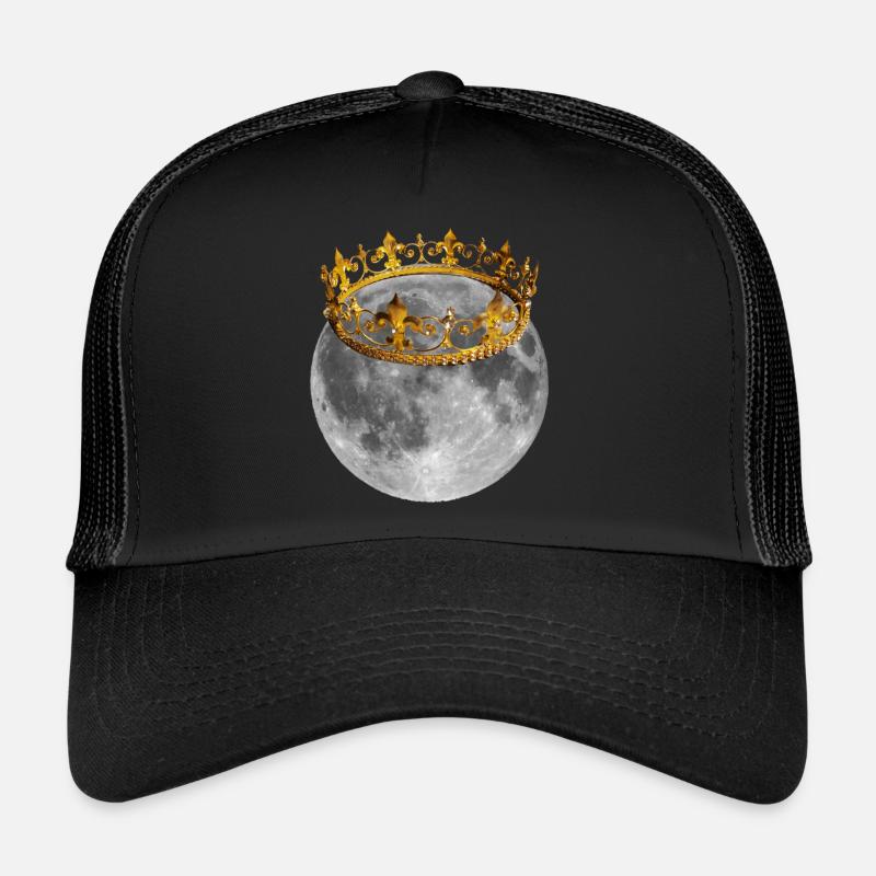 Mond mit Krone - Trucker Cap - Schwarz/Schwarz