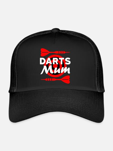 Darts mum (darts, dartboard in the background) - Trucker Cap - black/black - Front