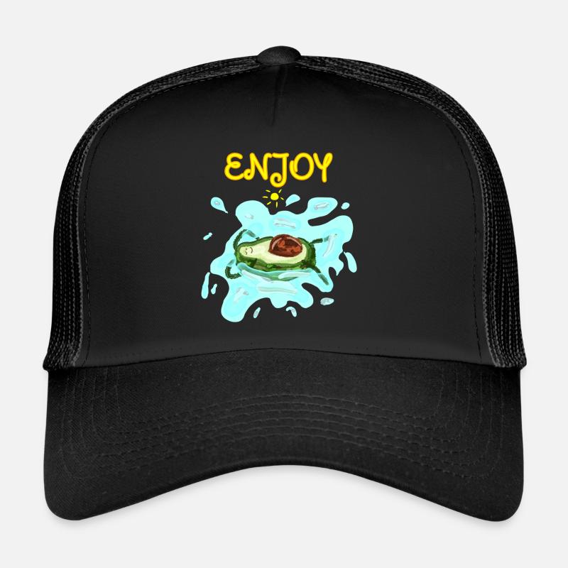 Baignade à l’avocat - Casquette trucker  - noir/noir