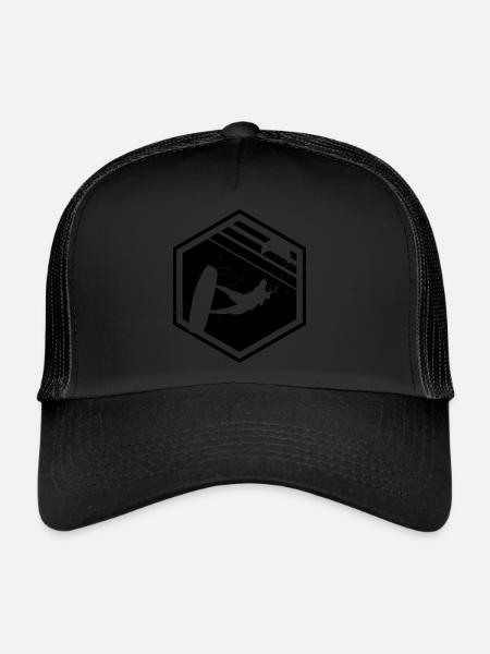 Men's Kitesurfer Kitesurf Kiting Women Kite - Trucker Cap - black/black - Front